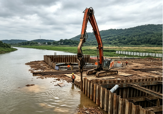 生态滨水建设提速！挖掘机打桩臂助力城市公园与河道提质